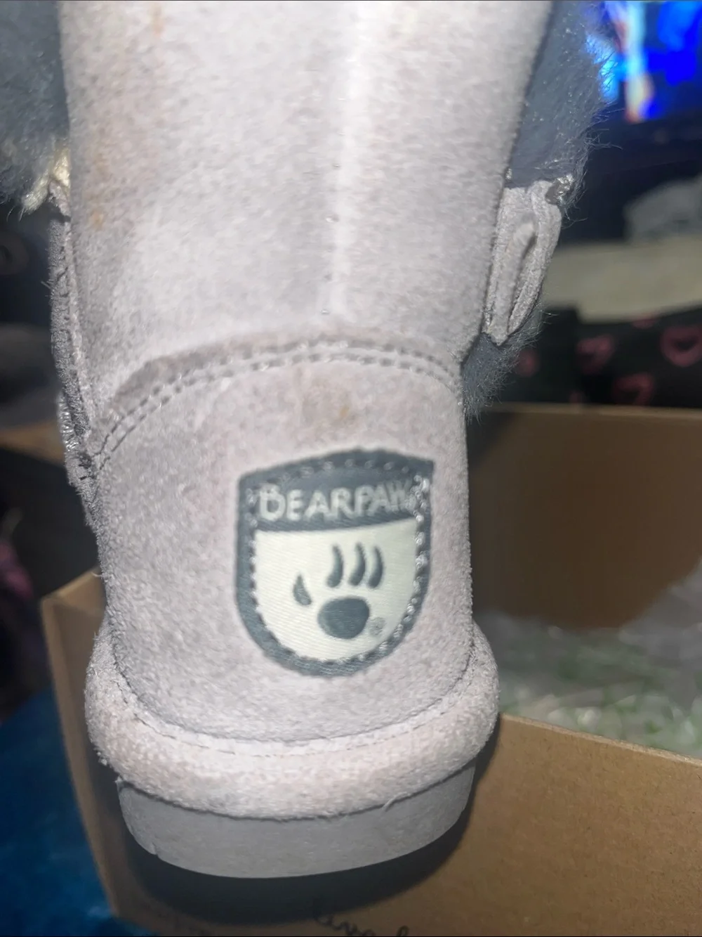 BearPaw Gray Faux Fur Kids Winter Boots